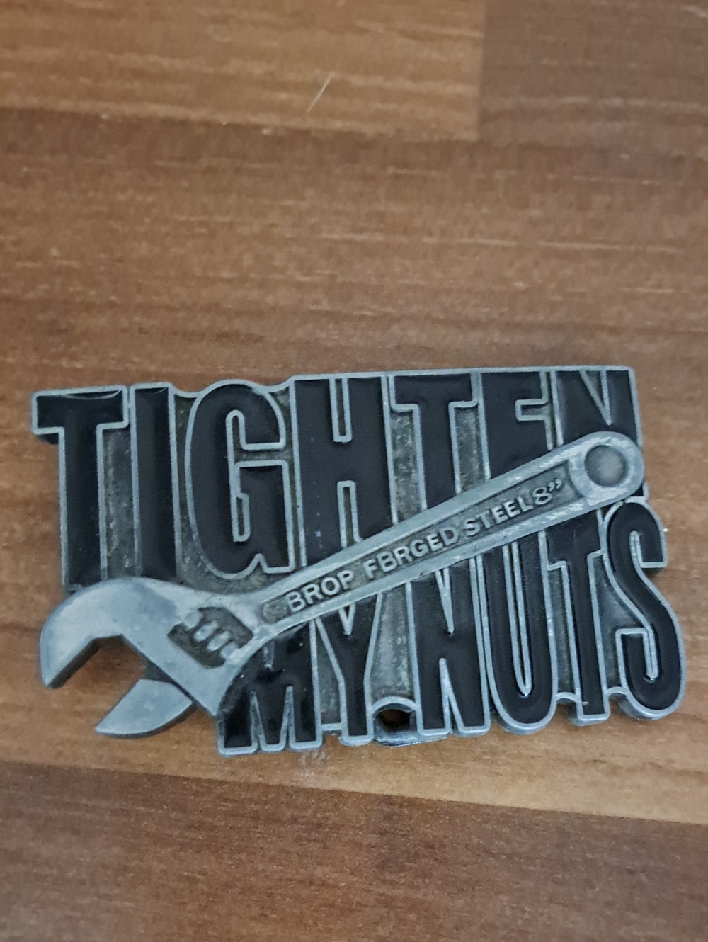 Men's Silver Tone 'Tighten My Nuts' Wrench Belt Buckle